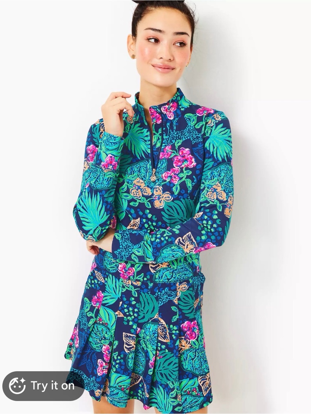 Lilly Pulitzer UPF 50+ LUXLETIC DELMARE DRESS IN LOW TIDE NAVY LIFE OF THE PARTY